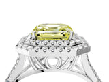 White gold Fancy Yellow Asscher Cut Diamond Double Halo Ring with Split Shank and Prong Setting_31
