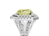 White gold Fancy Yellow Asscher Cut Diamond Double Halo Ring with Split Shank and Prong Setting_32
