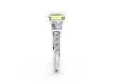 White gold Fancy Yellow Asscher Cut Diamond Engagement Ring with Baguette Side Stones and Channel Set Band_19