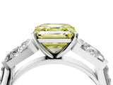 White gold Fancy Yellow Asscher Cut Diamond Engagement Ring with Baguette Side Stones and Channel Set Band_20