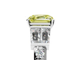 White gold Fancy Yellow Asscher Cut Diamond Engagement Ring with Baguette Side Stones and Channel Set Band_22