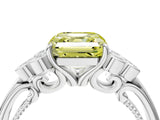 White gold Fancy Yellow Asscher  Cut Diamond Engagement Ring with Bezel Set Round Side Stones and Prong Setting_33