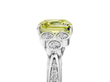 White gold Fancy Yellow Asscher  Cut Diamond Engagement Ring with Bezel Set Round Side Stones and Prong Setting_34