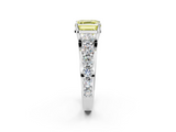 White gold Fancy Yellow Asscher  Cut Diamond Engagement Ring with Pavé Band and Four-Prong Setting_5