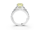White gold Fancy Yellow Asscher  Cut Diamond Engagement Ring with Pavé Band and Four-Prong Setting_6