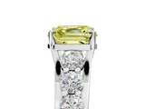 White gold Fancy Yellow Asscher  Cut Diamond Engagement Ring with Pavé Band and Four-Prong Setting_8