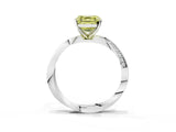 White gold Fancy Yellow Asscher Cut Diamond Engagement Ring with Side Stone Accents and Four-Prong Setting_160