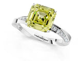 White gold Fancy Yellow Asscher Cut Diamond Engagement Ring with Side Stone Accents and Four-Prong Setting_20