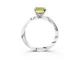 White gold Fancy Yellow Asscher Cut Diamond Engagement Ring with Side Stone Accents and Four-Prong Setting_22
