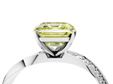 White gold Fancy Yellow Asscher Cut Diamond Engagement Ring with Side Stone Accents and Four-Prong Setting_23