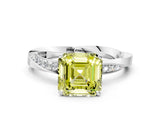 White gold Fancy Yellow Asscher Cut Diamond Engagement Ring with Side Stone Accents and Four-Prong Setting_24