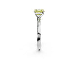 White gold Fancy Yellow Asscher Cut Diamond Engagement Ring with Side Stone Accents and Four-Prong Setting_26