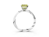 White gold Fancy Yellow Asscher Cut Diamond Engagement Ring with Side Stone Accents and Four-Prong Setting_27