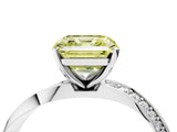 White gold Fancy Yellow Asscher Cut Diamond Engagement Ring with Side Stone Accents and Four-Prong Setting_28