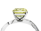White gold Fancy Yellow Asscher Cut Diamond Engagement Ring with Side Stone Accents and Four-Prong Setting_40