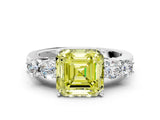 White gold Fancy Yellow Asscher  Cut Diamond Five-Stone Prong Set White Gold Ring_23