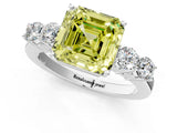 White gold Fancy Yellow Asscher  Cut Diamond Five-Stone Prong Set White Gold Ring_24