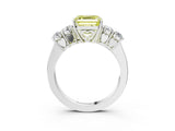 White gold Fancy Yellow Asscher  Cut Diamond Five-Stone Prong Set White Gold Ring_26