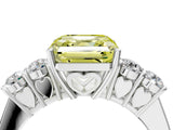 White gold Fancy Yellow Asscher  Cut Diamond Five-Stone Prong Set White Gold Ring_27