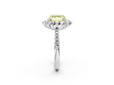 White gold Fancy Yellow Asscher  Cut Diamond Floral Halo Pave Band with Prong Setting_2