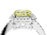 White gold Fancy Yellow Asscher Cut Diamond Halo Engagement Ring with Pavé Band and Prong Setting_79