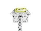 White gold Fancy Yellow Asscher Cut Diamond Halo Engagement Ring with Pavé Band and Prong Setting_80