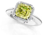 White gold Fancy Yellow Asscher  Cut Diamond Halo Engagement Ring with Split Shank and Four-Prong Setting_45