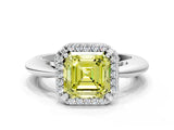 White gold Fancy Yellow Asscher  Cut Diamond Halo Engagement Ring with Split Shank and Four-Prong Setting_56