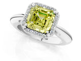 White gold Fancy Yellow Asscher  Cut Diamond Halo Engagement Ring with Split Shank and Four-Prong Setting_57