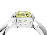 White gold Fancy Yellow Asscher  Cut Diamond Halo Engagement Ring with Split Shank and Four-Prong Setting_60
