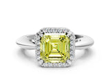 White gold Fancy Yellow Asscher  Cut Diamond Halo Engagement Ring with Split Shank and Four-Prong Setting_68