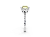 White gold Fancy Yellow Asscher Cut Diamond Halo Pave Band with Four-Prong Setting_17