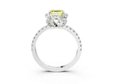 White gold Fancy Yellow Asscher Cut Diamond Halo Pave Band with Four-Prong Setting_18