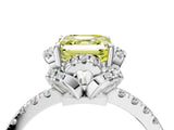 White gold Fancy Yellow Asscher Cut Diamond Halo Pave Band with Four-Prong Setting_19