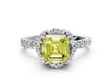 White gold Fancy Yellow Asscher Cut Diamond Halo Pave Band with Four-Prong Setting_21
