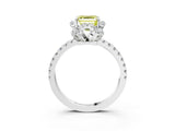 White gold Fancy Yellow Asscher Cut Diamond Halo Pave Band with Four-Prong Setting_24