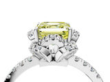 White gold Fancy Yellow Asscher Cut Diamond Halo Pave Band with Four-Prong Setting_25