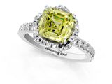 White gold Fancy Yellow Asscher Cut Diamond Halo Pave Band with Four-Prong Setting_28