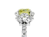White gold Fancy Yellow Asscher Cut Diamond Halo Pave Band with Four-Prong Setting_32