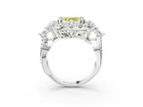 White gold Fancy Yellow Asscher Cut Diamond Halo Ring with Pavé Band and Four-Prong Setting_50