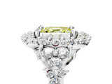 White gold Fancy Yellow Asscher Cut Diamond Halo Ring with Pavé Band and Four-Prong Setting_56
