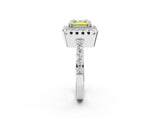 White gold Fancy Yellow Asscher Cut Diamond Halo Ring with Pavé Band and Prong Setting_39