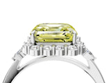 White gold Fancy Yellow Asscher Cut Diamond Halo Ring with Pear Side Stones and Prong Setting_62