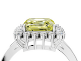 White gold Fancy Yellow Asscher  Cut Diamond Halo Ring with Round Brilliant Halo and Solitaire Band_61
