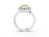 White gold Fancy Yellow Asscher  Cut Diamond Halo Ring with Round Brilliant Halo and Solitaire Band_71