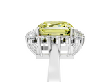 White gold Fancy Yellow Asscher  Cut Diamond Halo Ring with Round Brilliant Halo and Solitaire Band_73