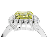 White gold Fancy Yellow Asscher  Cut Diamond Halo Ring with Round Brilliant Halo and Solitaire Band_89