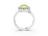White gold Fancy Yellow Asscher  Cut Diamond Halo Ring with Round Brilliant Halo and Solitaire Band_89