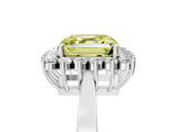 White gold Fancy Yellow Asscher  Cut Diamond Halo Ring with Round Brilliant Halo and Solitaire Band_90
