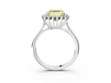 White gold Fancy Yellow Asscher  Cut Diamond Halo Ring with Solitaire Band and Prong Setting_49